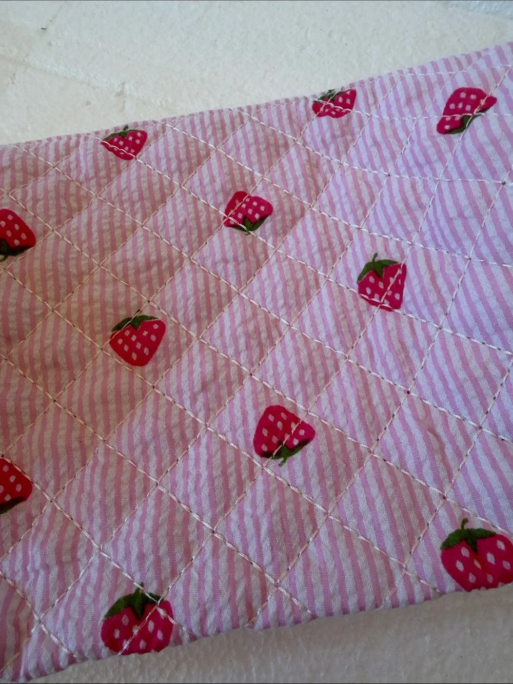 New Moon Nude  Handmade hair tool bag Quilted Pink Strawberry